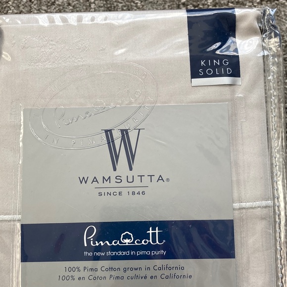 Wamsutta 2 King Pillowcases - Solid Silver w/ Thread Accent - Picture 3 of 6